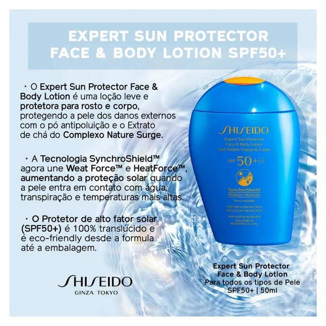 protetor solar facial e corporal shiseido spf 50