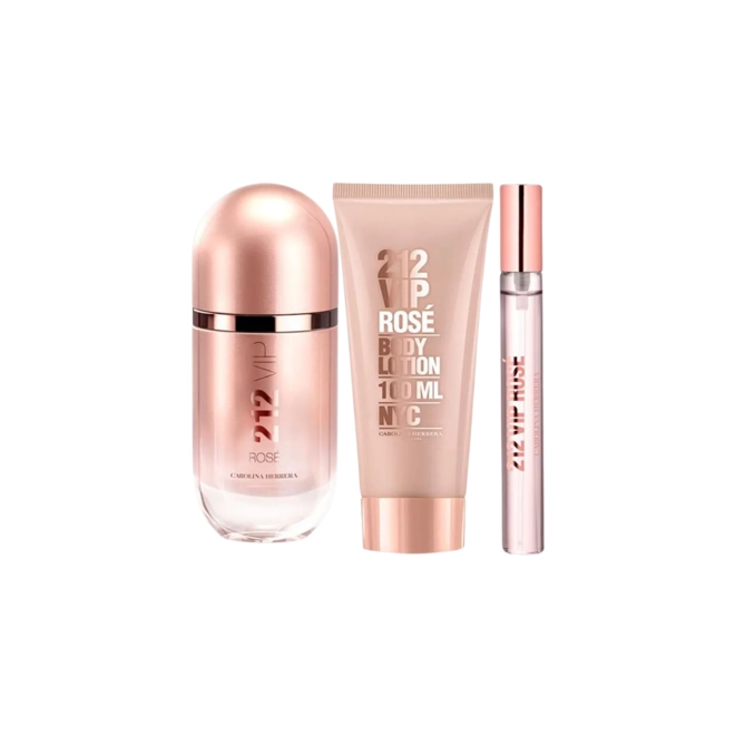 kit carolina herrera 212 vip rose feminino eau de parfum 80 ml + hidratante corporal 100 ml + travel