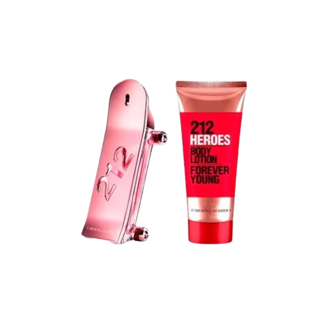 kit carolina herrera 212 heroes for her feminino eau de parfum 80 ml + loçao corporal 100 ml