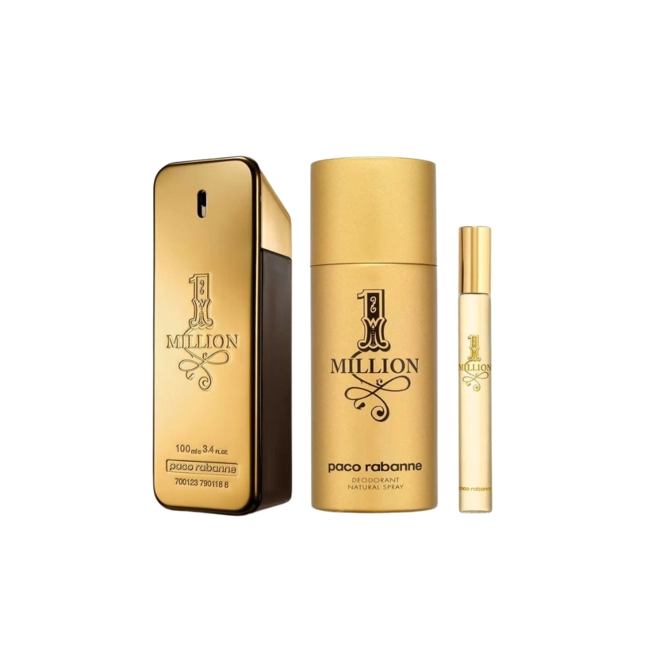 kit paco rabanne one million masculino eau de toilette 100 ml + desodorante 150 ml + travel size 10