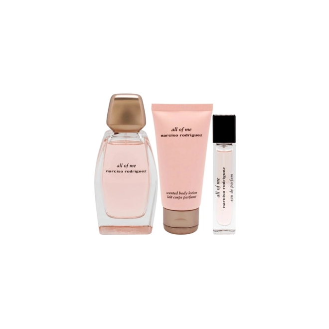 kit narciso rodriguez all of me feminino eau de parfum 90 ml + body lotion 50 ml + mini 10 ml