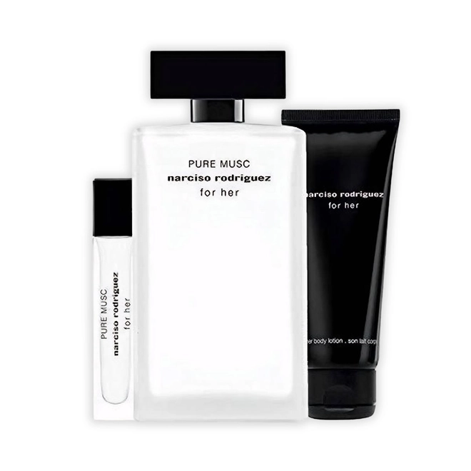 kit narciso rodriguez for her pure musc feminino eau de parfum 100 ml + body lotion 50 ml + mini 10