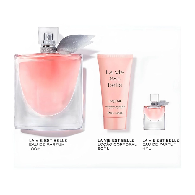 kit lancome la vie est belle feminino eau de parfum 100ml + locao corporal + mini 4ml