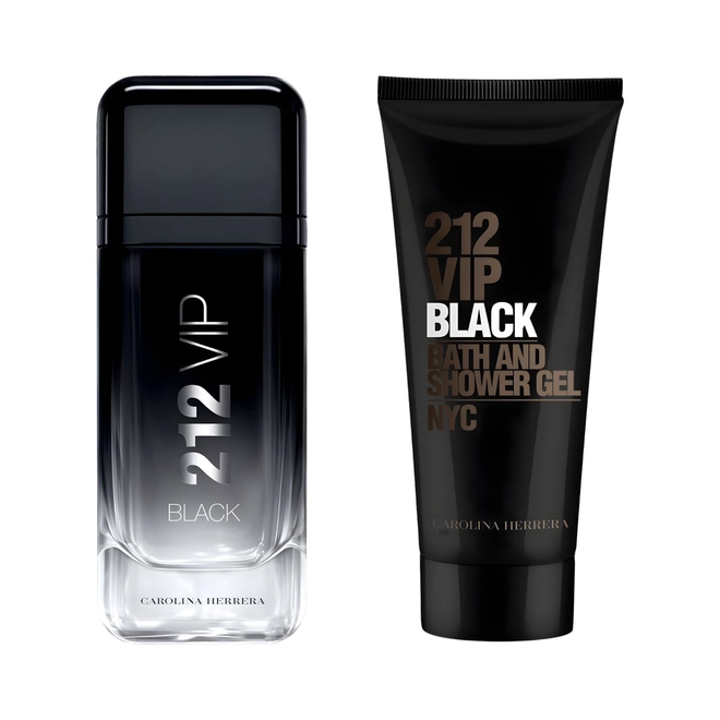 kit carolina herrera 212 vip black men masculino eau de parfum 100 ml + gel de banho 100 ml