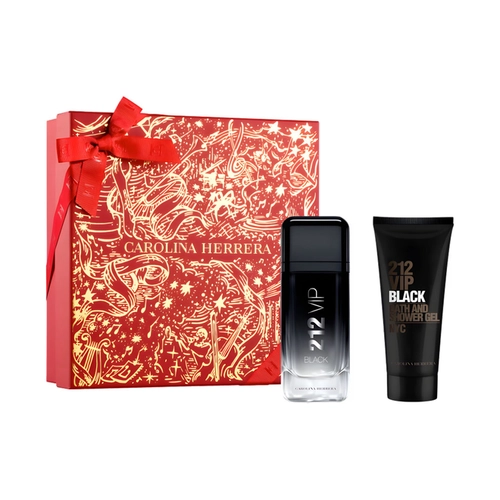 kit carolina herrera 212 vip black men masculino eau de parfum 100 ml + gel de banho 100 ml