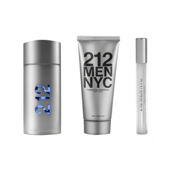 kit carolina herrera 212 men nyc masculino eau de toilette 100 ml + after balm 100 ml + travel size