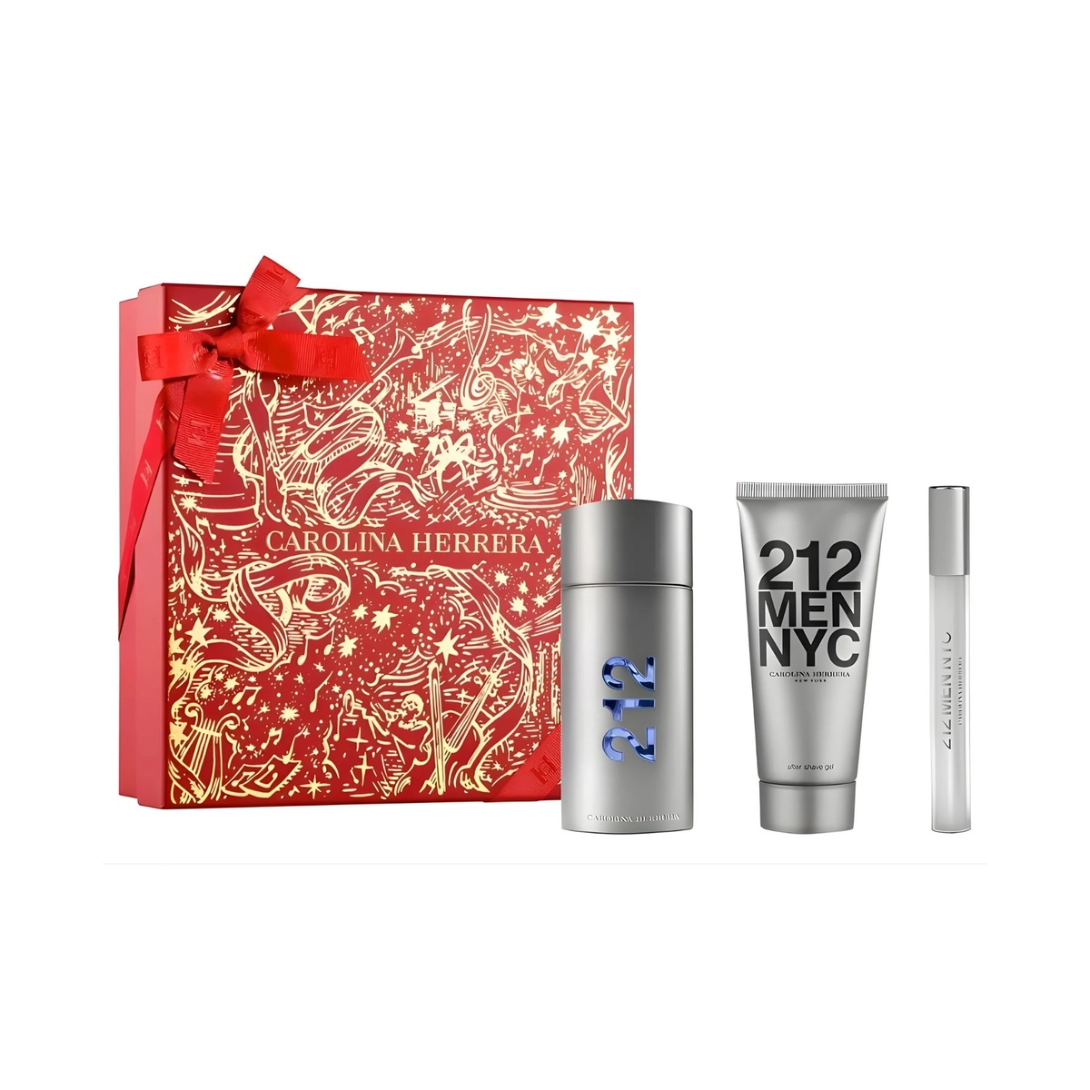 kit carolina herrera 212 men nyc masculino eau de toilette 100 ml + after balm 100 ml + travel size  1