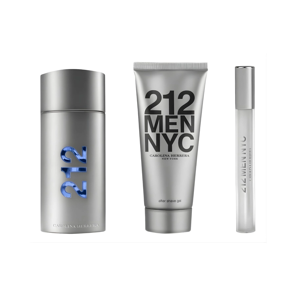 kit carolina herrera 212 men nyc masculino eau de toilette 100 ml + after balm 100 ml + travel size  2