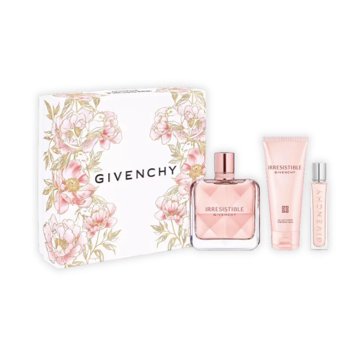 kit givenchy irresistible feminino eau de parfum 80 ml + creme corpo 75 ml + mini 12,5 ml  1
