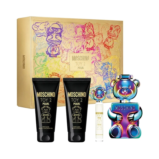 kit moschino toy 2 pearl compartilhado eau de parfum 100 ml + gel de banho 100 ml + locao 100 ml +