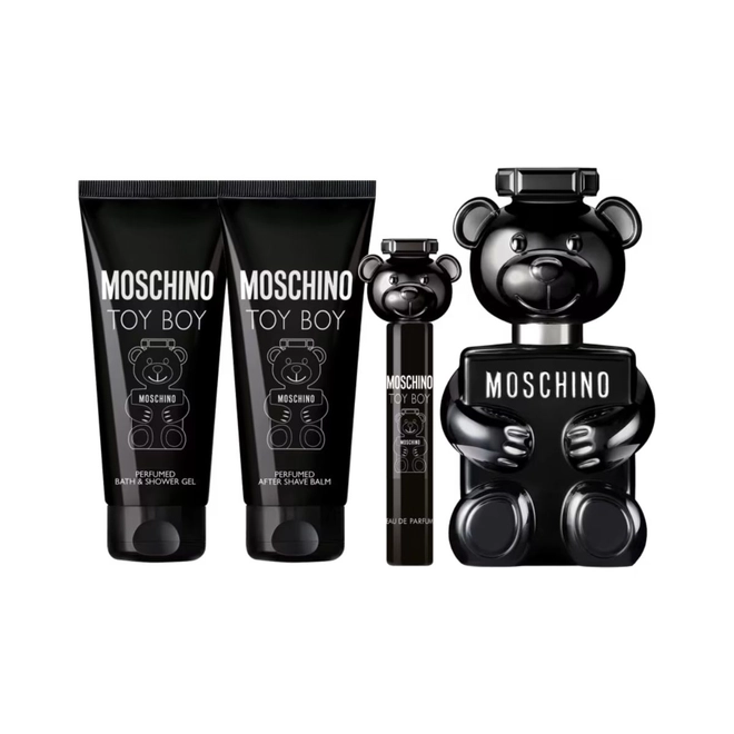 kit moschino toy boy masculino eau de parfum 100 ml + gel de banho 100 ml + pos barba 100 ml +  mini