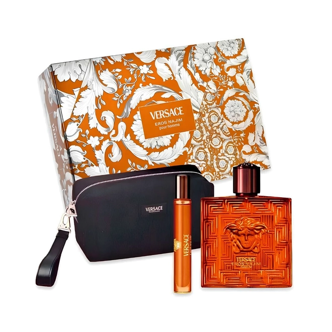kit versace eros najim masculino eau de parfum 100 ml + mini 10 ml + necessaire