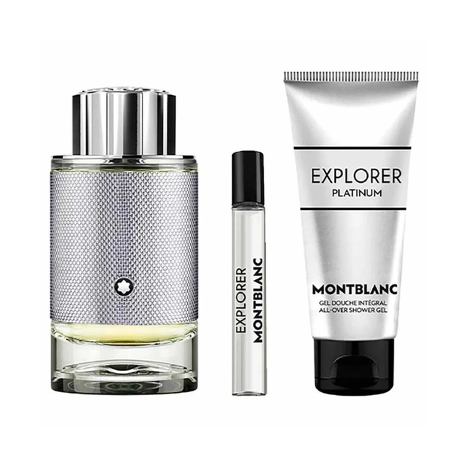 kit mont blanc explorer platinum masculino eau de parfum 100 ml + gel banho 100 g + mini 7,5 ml
