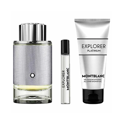 kit mont blanc explorer platinum masculino eau de parfum 100 ml + gel banho 100 g + mini 7,5 ml